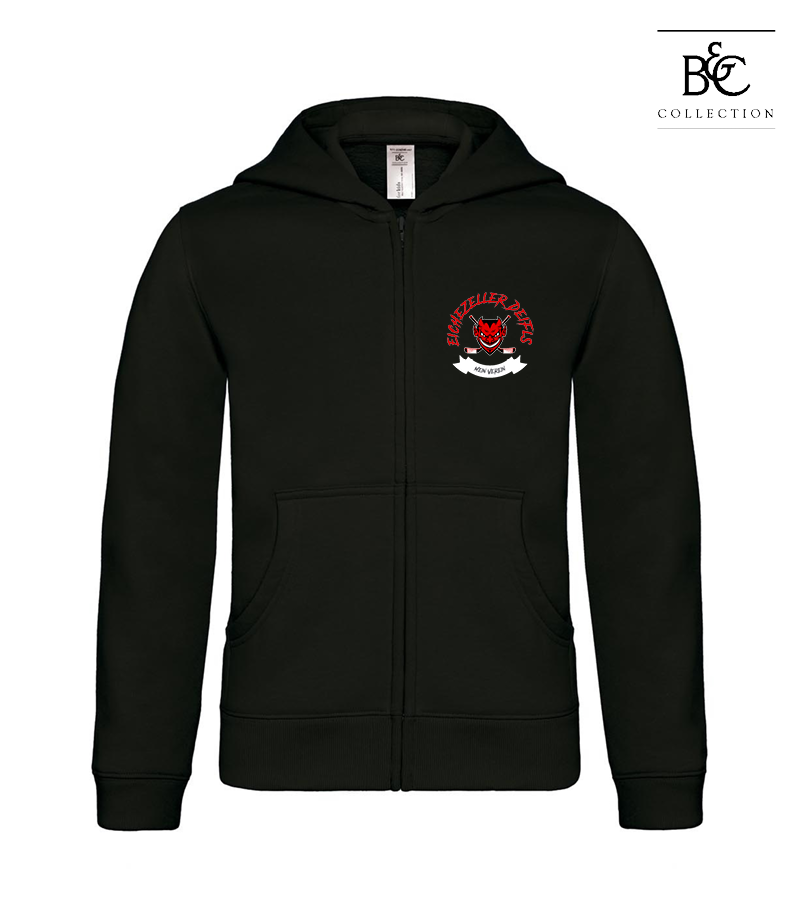 B&C Kinder Zipped Hoodie Black "Bono"