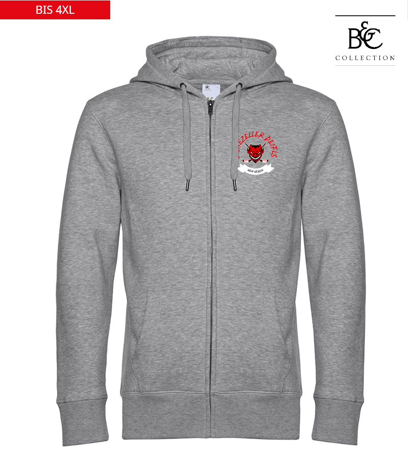 B&C Herren Zipped Hoodie Heather Grey "Bono"