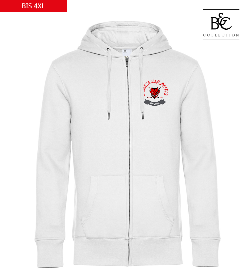 B&C Herren Zipped Hoodie White "Bono"