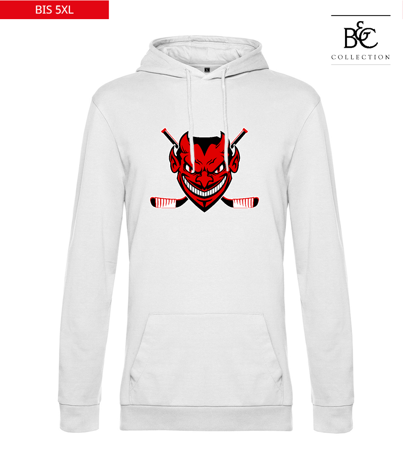 B&C Herren Hoodie White "Anton Frontprint"