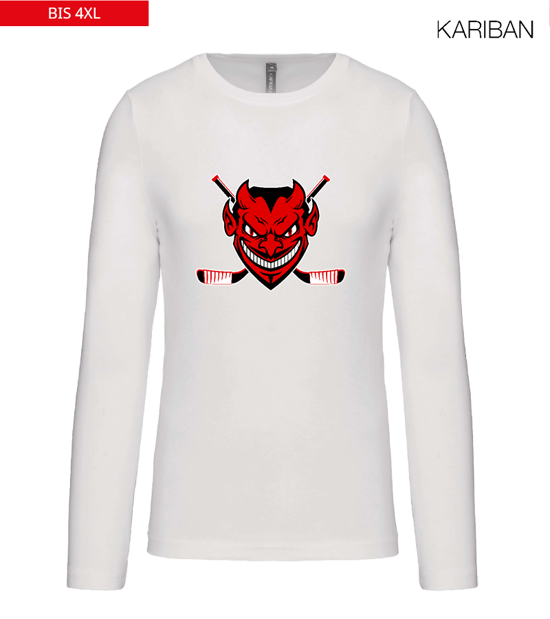 Kariban Herren Langarmshirt White "Anton Frontprint"