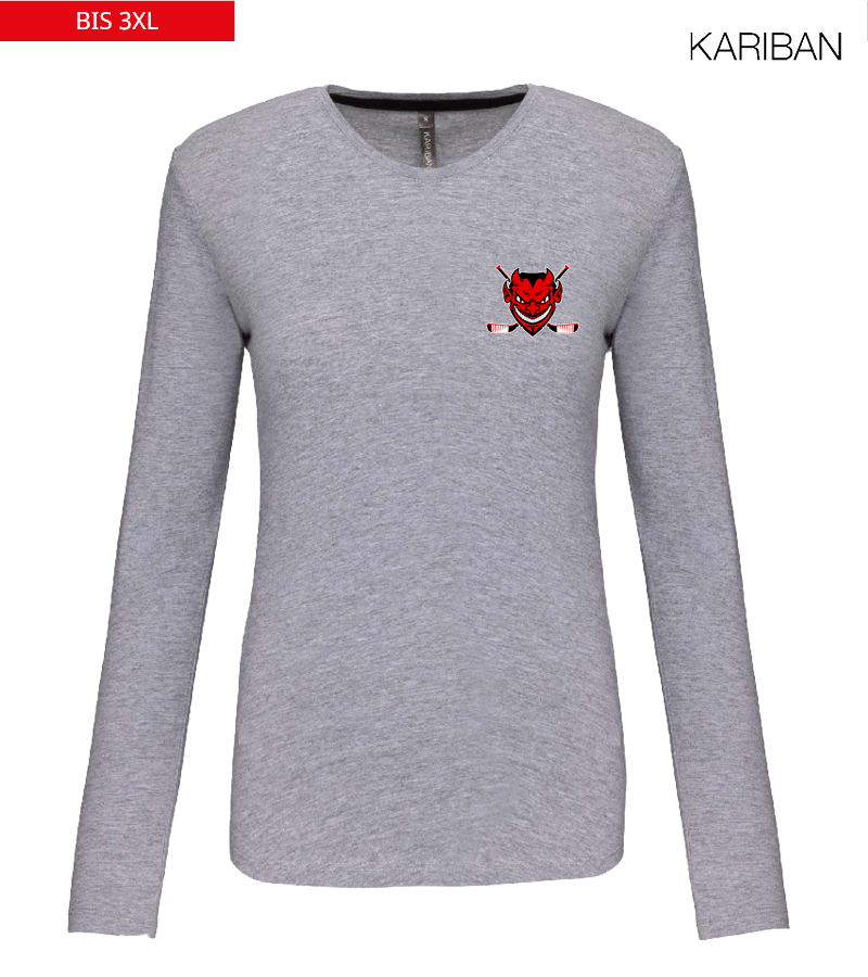Kariban Damen Langarmshirt Oxford Grey "Anton"