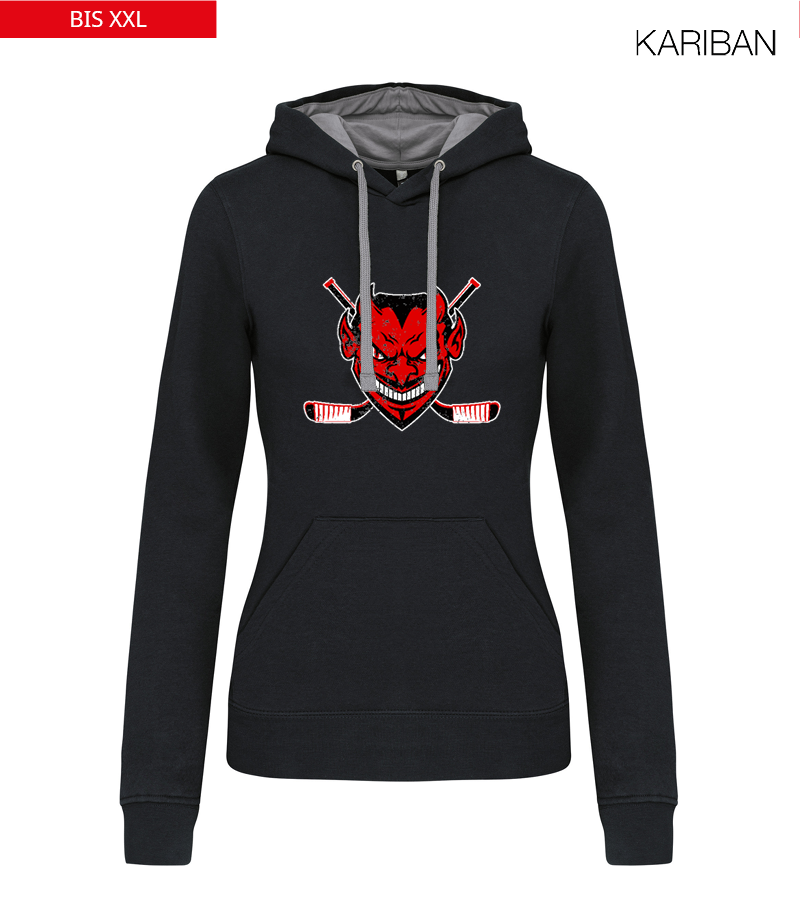 Kariban Damen Hoodie Black Fine Grey "Uwe Frontprint"