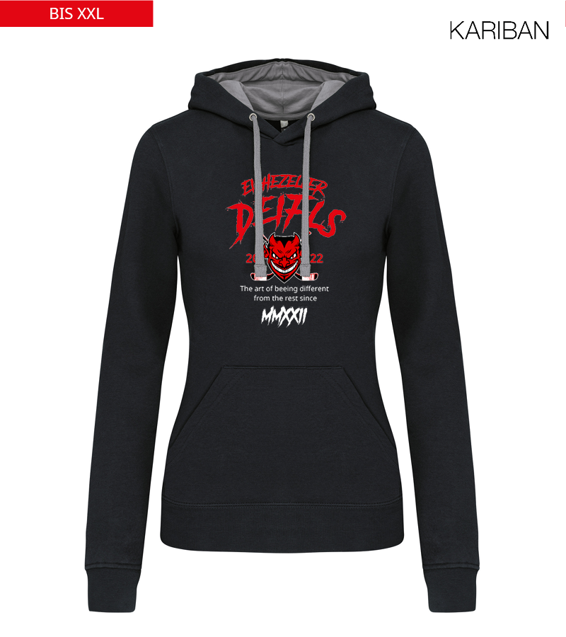 Kariban Damen Hoodie Black Fine Grey "Isack"