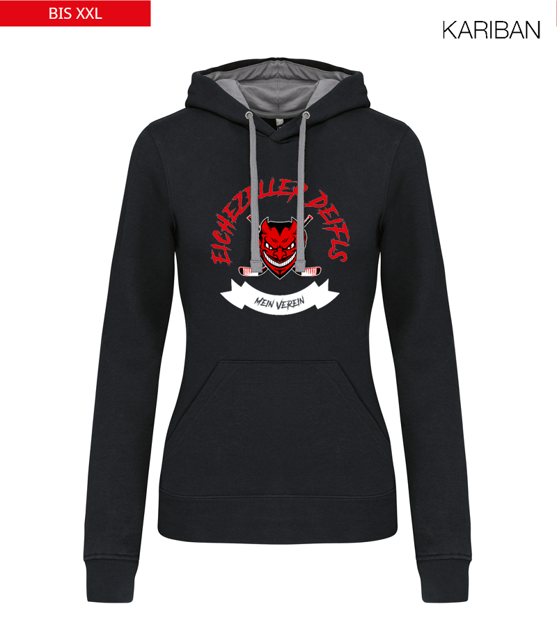 Kariban Damen Hoodie Black Fine Grey "Bono"