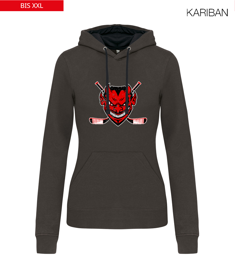 Kariban Damen Hoodie Dark Grey Black "Uwe Frontprint"