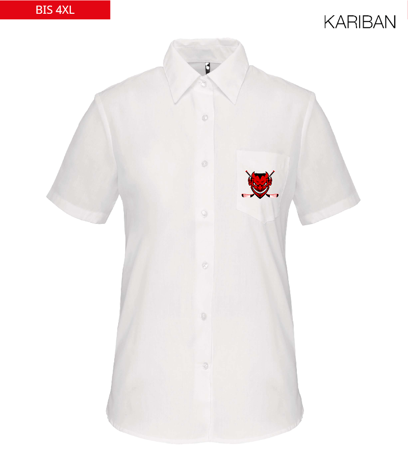 Kariban Damen Kurzarmbluse White "Anton"